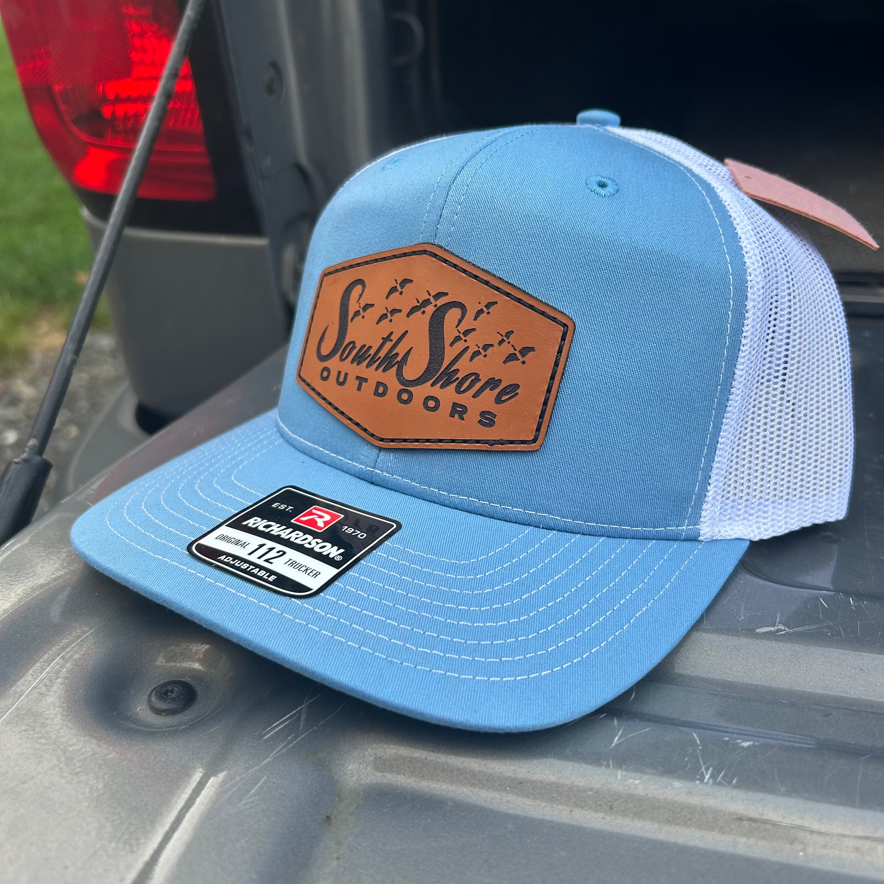 Leather Hex Patch | Sky Blue/ White