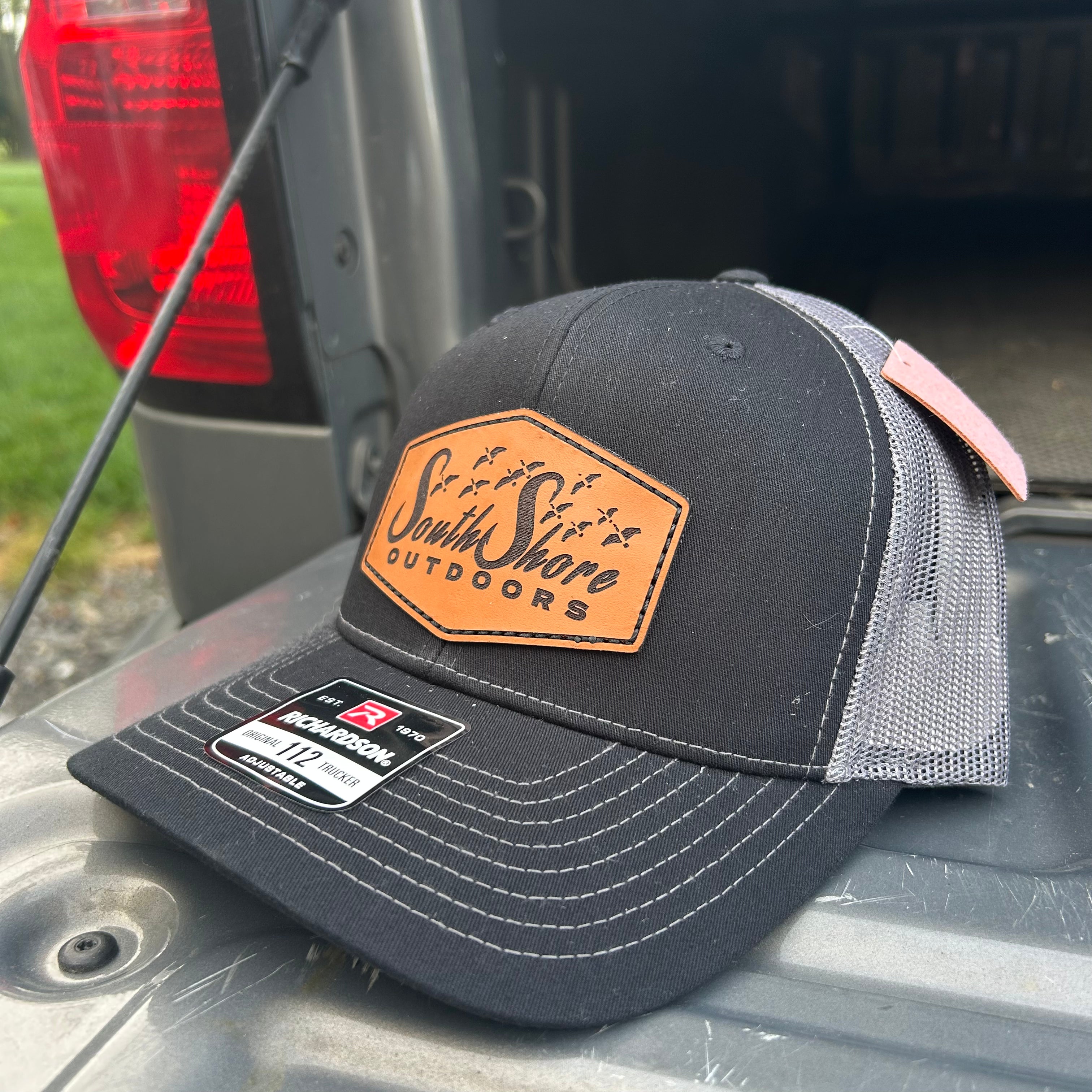 Leather Hex Patch | Black/ Charcoal